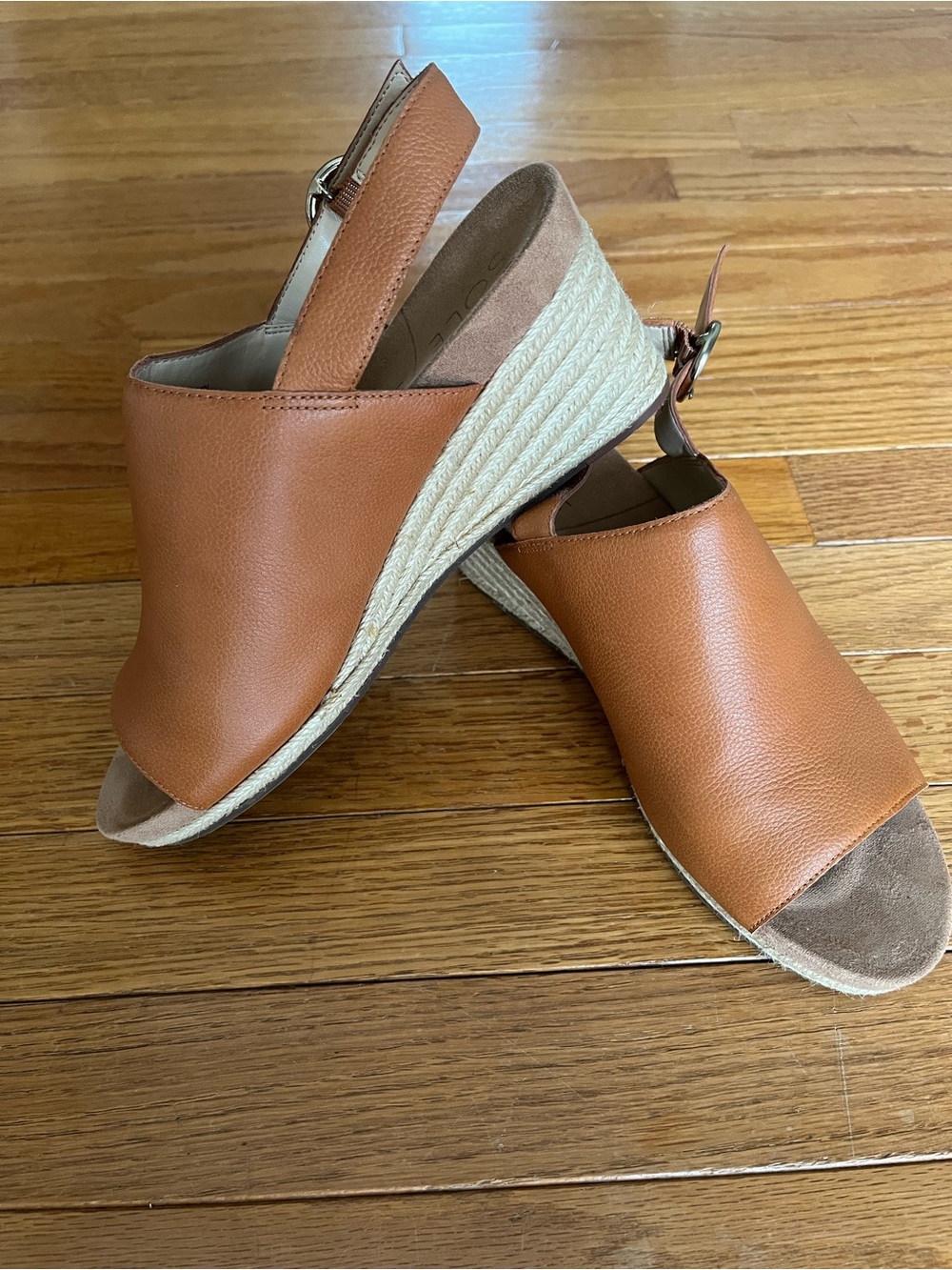 Sole Society Tan Espadrille Wedge Slingback Sandals